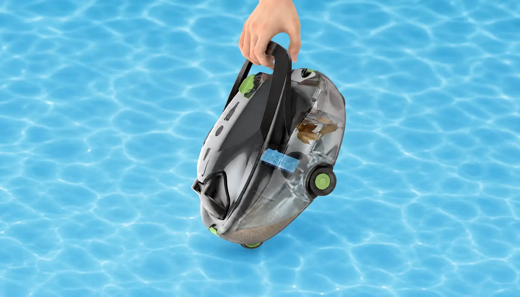 Internal DebrisGuard baffle retaining collected debris